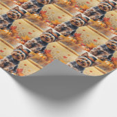 Yorkshire Terrier Autumn verlaat Thanksgiving Cadeaupapier (Hoek)