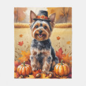 Yorkshire Terrier Autumn verlaat Thanksgiving Fleece Deken (Voorkant)