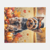 Yorkshire Terrier Autumn verlaat Thanksgiving Fleece Deken (Voorkant (Horizontaal))