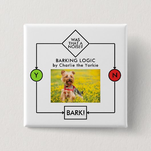Yorkshire Terrier Barking Logic Aangepaste naam Fo Vierkante Button 5,1 Cm (Voorkant)