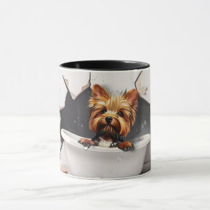 Yorkshire Terrier Bath Time - Schattige 3D-Mok Mok