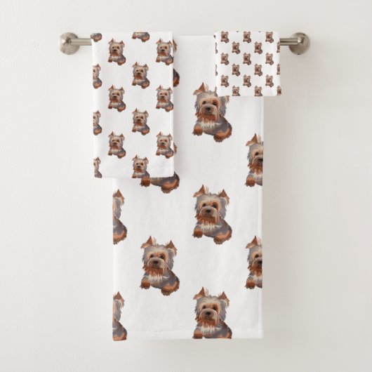 Yorkshire Terrier Bath Towel Set Bad Handdoek (Insitu)