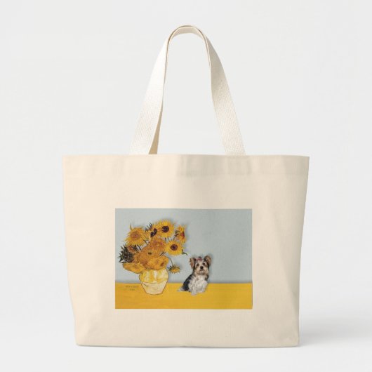 Yorkshire Terrier (Biewer) - Zonnebloemen Grote Tote Bag (Voorkant)
