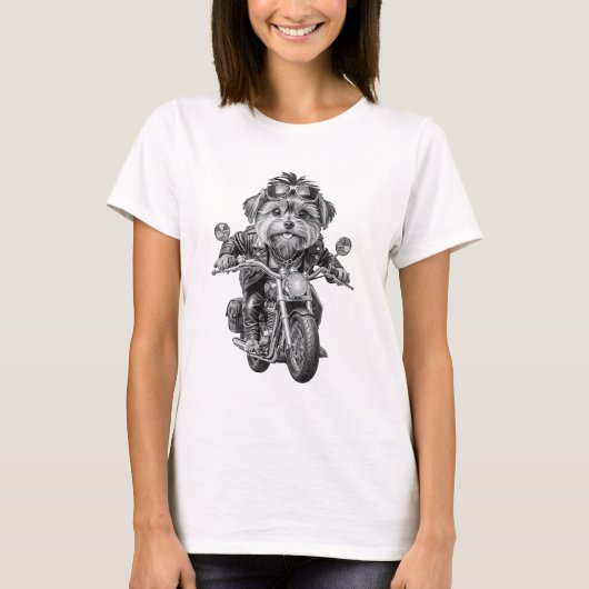 Yorkshire Terrier Biker hond T-shirt (Voorkant)