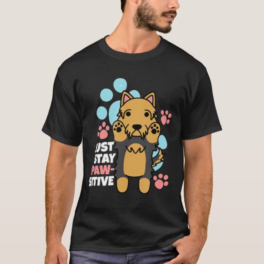 Yorkshire Terrier Blijf gewoon passief grappig hon T-shirt (Voorkant)
