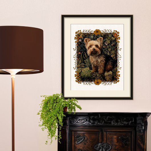 Yorkshire Terrier  Bloemen Tapestry Perfect Poster