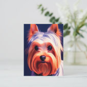 Yorkshire Terrier Blue Portrait 003 Briefkaart (Staand voorkant)