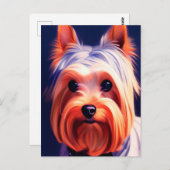 Yorkshire Terrier Blue Portrait 003 Briefkaart (Voorkant / Achterkant)