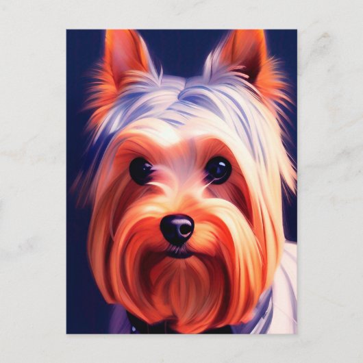 Yorkshire Terrier Blue Portrait 003 Briefkaart (Voorkant)