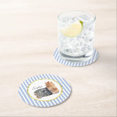 Yorkshire Terrier Blue Stripes Personalize Ronde Kartonnen Onderzetter (Insitu)