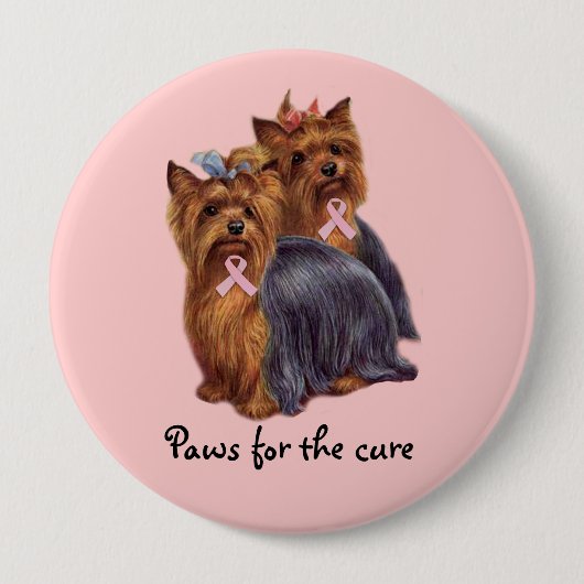Yorkshire Terrier Breast Cancer Button (Voorkant)