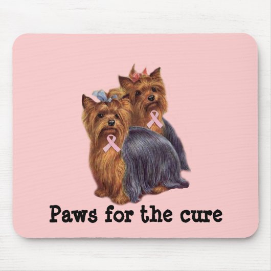 Yorkshire Terrier Breast Cancer Mousepad Muismat (Voorkant)