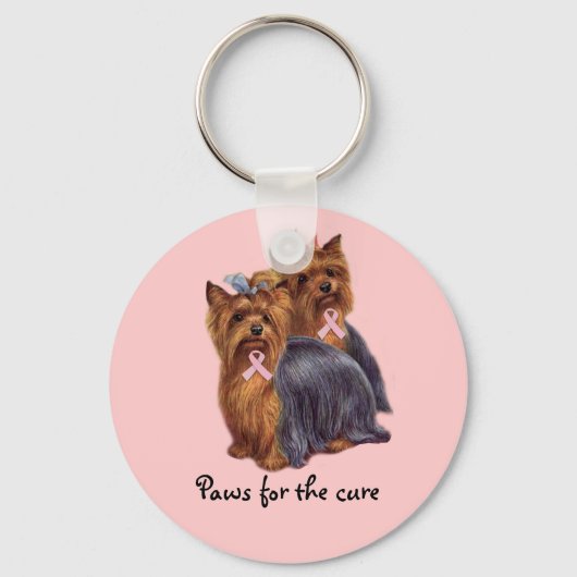 Yorkshire Terrier Breast Cancer Sleutelhanger (Voorkant)