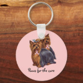 Yorkshire Terrier Breast Cancer Sleutelhanger (Voorkant)