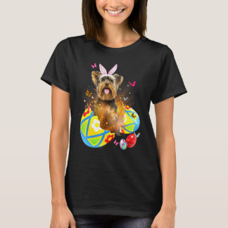 Yorkshire Terrier Bunny Ear Eggs Hunt Paaskostuum T-shirt