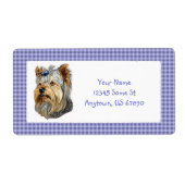 Yorkshire Terrier Bust Blue Bow Labels (Voorkant)