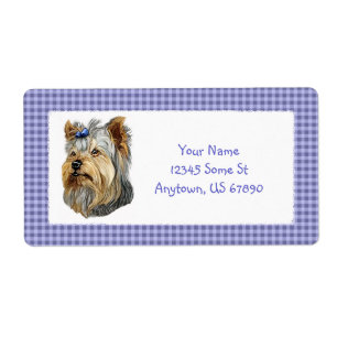 Yorkshire Terrier Bust Blue Bow Labels