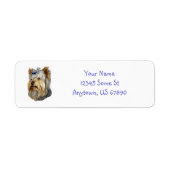 Yorkshire Terrier Bust Blue Bow Labels (Voorkant)