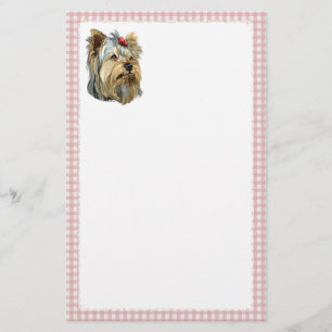 Yorkshire Terrier Bust Red Bow Briefpapier