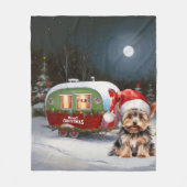 Yorkshire Terrier Caravan Kerst Avontuur Fleece Deken (Voorkant)