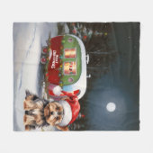 Yorkshire Terrier Caravan Kerst Avontuur Fleece Deken (Voorkant (Horizontaal))
