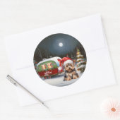 Yorkshire Terrier Caravan Kerst Avontuur Ronde Sticker (Envelop)