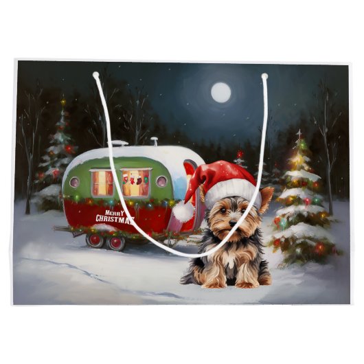 Yorkshire Terrier Caravan Kerstavontuur Groot Cadeauzakje (Achterkant)