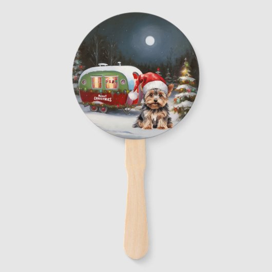 Yorkshire Terrier Caravan Kerstavontuur Handwaaier (Voorkant)