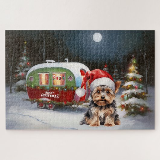 Yorkshire Terrier Caravan Kerstavontuur Legpuzzel (Horizontaal)