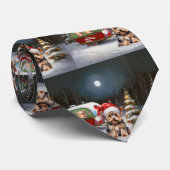 Yorkshire Terrier Caravan Kerstavontuur Stropdas (Opgerold)