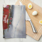 Yorkshire Terrier Caravan Kerstavontuur Theedoek (Quarter Fold)