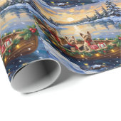 Yorkshire Terrier Christmas Boat Holiday Cadeaupapier (Rol Hoek)