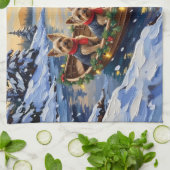 Yorkshire Terrier Christmas Boat Holiday Theedoek (Gevouwen)