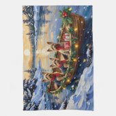 Yorkshire Terrier Christmas Boat Holiday Theedoek (Verticaal)