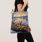 Yorkshire Terrier Christmas Boat Holiday Tote Bag (Dichtbij)