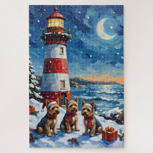 Yorkshire Terrier Christmas Lighthouse Holiday Legpuzzel (Verticaal)