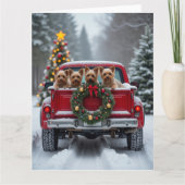 Yorkshire Terrier Christmas Red Truck Holiday Gift Kaart (Voorkant)