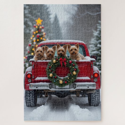 Yorkshire Terrier Christmas Red Truck Holiday Gift Legpuzzel (Verticaal)