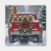 Yorkshire Terrier Christmas Red Truck Holiday Gift Magneet (Voorkant)