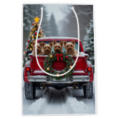 Yorkshire Terrier Christmas Red Truck Holiday Gift Medium Cadeauzakje (Voorkant)