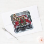 Yorkshire Terrier Christmas Red Truck Holiday Gift Vierkante Sticker (Envelop)