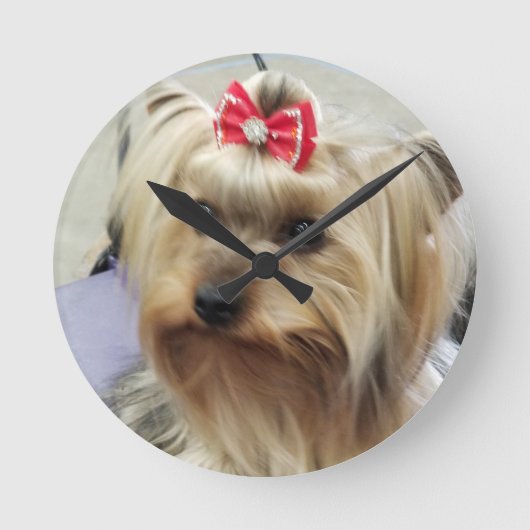 Yorkshire Terrier Clock Ronde Klok (Voorkant)