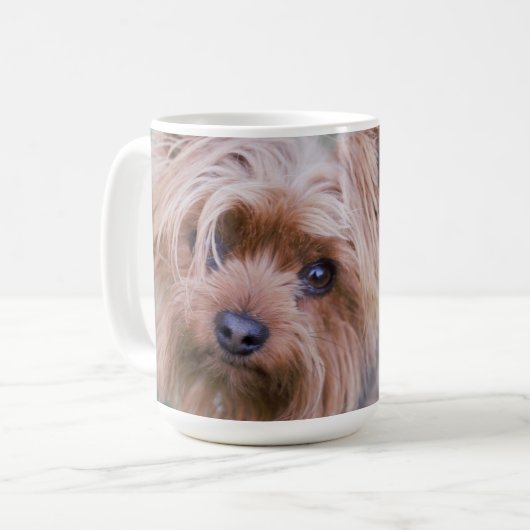Yorkshire Terrier Closeup Coffee Mok (Voorkant links)