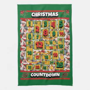 Yorkshire Terrier Countdown Kerstmis Advent Honden Theedoek