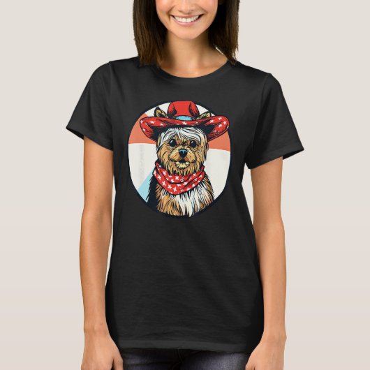 Yorkshire Terrier Cowboy Funny Dog Wild West T-shirt (Voorkant)