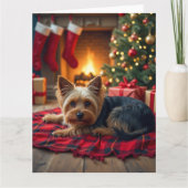 Yorkshire Terrier Cozy Christmas Evening Painting Kaart (Voorkant)
