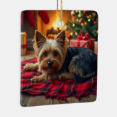 Yorkshire Terrier Cozy Christmas Evening Painting Keramisch Ornament (Rechts)
