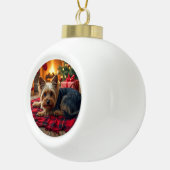 Yorkshire Terrier Cozy Christmas Evening Painting Keramische Bal Ornament (Rechts)