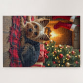 Yorkshire Terrier Cozy Christmas Evening Painting Legpuzzel (Horizontaal)