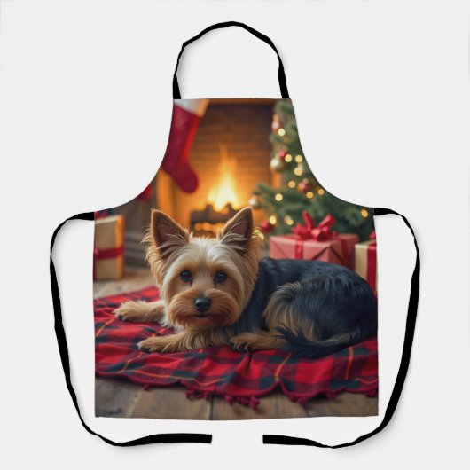 Yorkshire Terrier Cozy Christmas Evening Painting Schort (Voorkant)